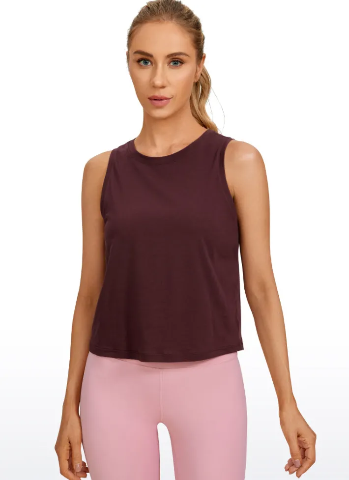 Discount CRZ YOGA Pima Cotton Crop Tank Round Neck
