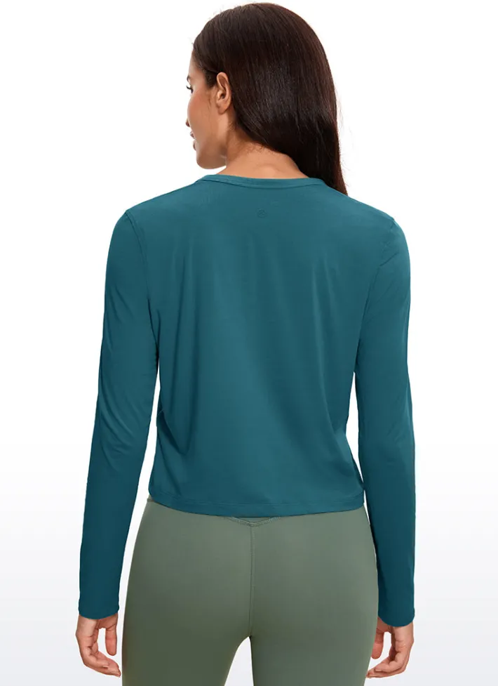 New CRZ YOGA Pima Cotton Cropped Long Sleeve Classic Fit