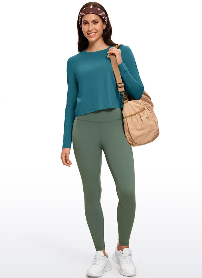New CRZ YOGA Pima Cotton Cropped Long Sleeve Classic Fit