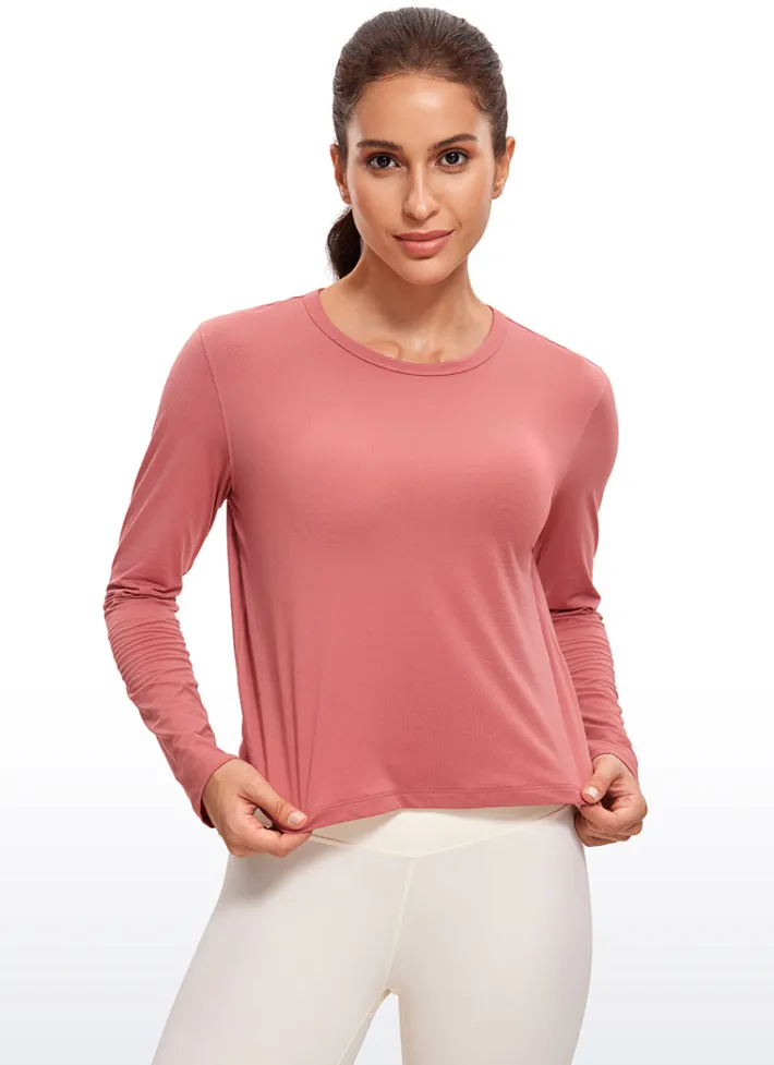New CRZ YOGA Pima Cotton Cropped Long Sleeve Classic Fit