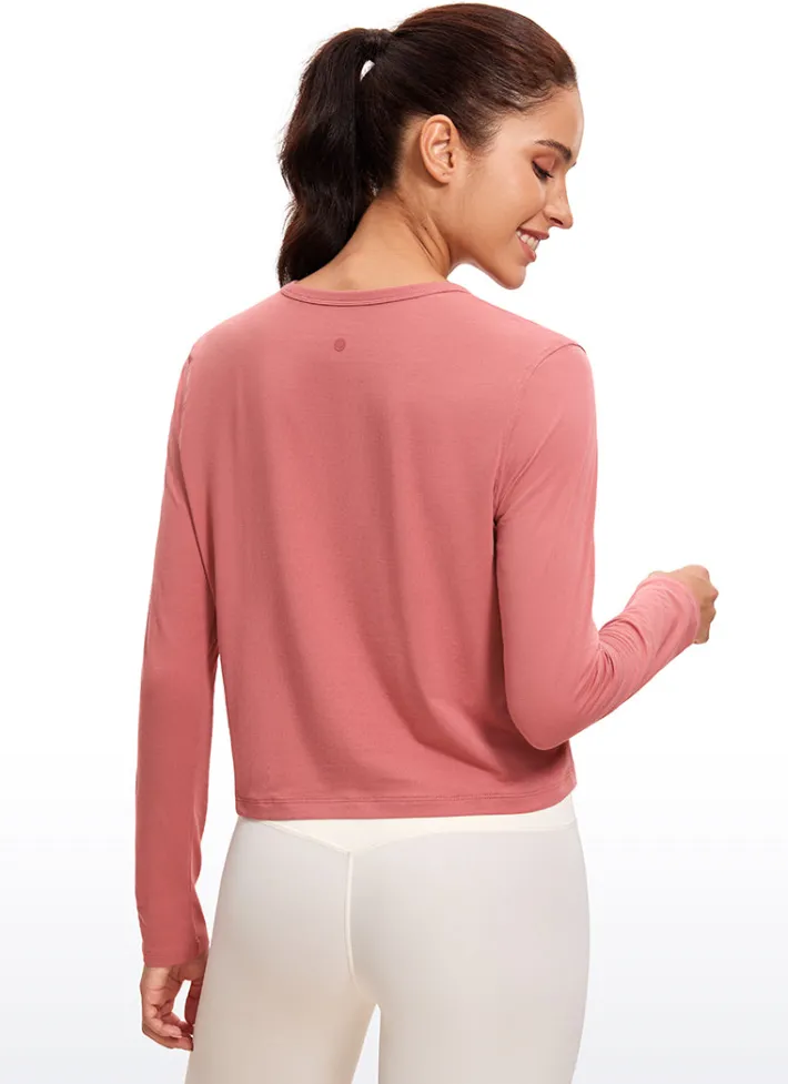 New CRZ YOGA Pima Cotton Cropped Long Sleeve Classic Fit