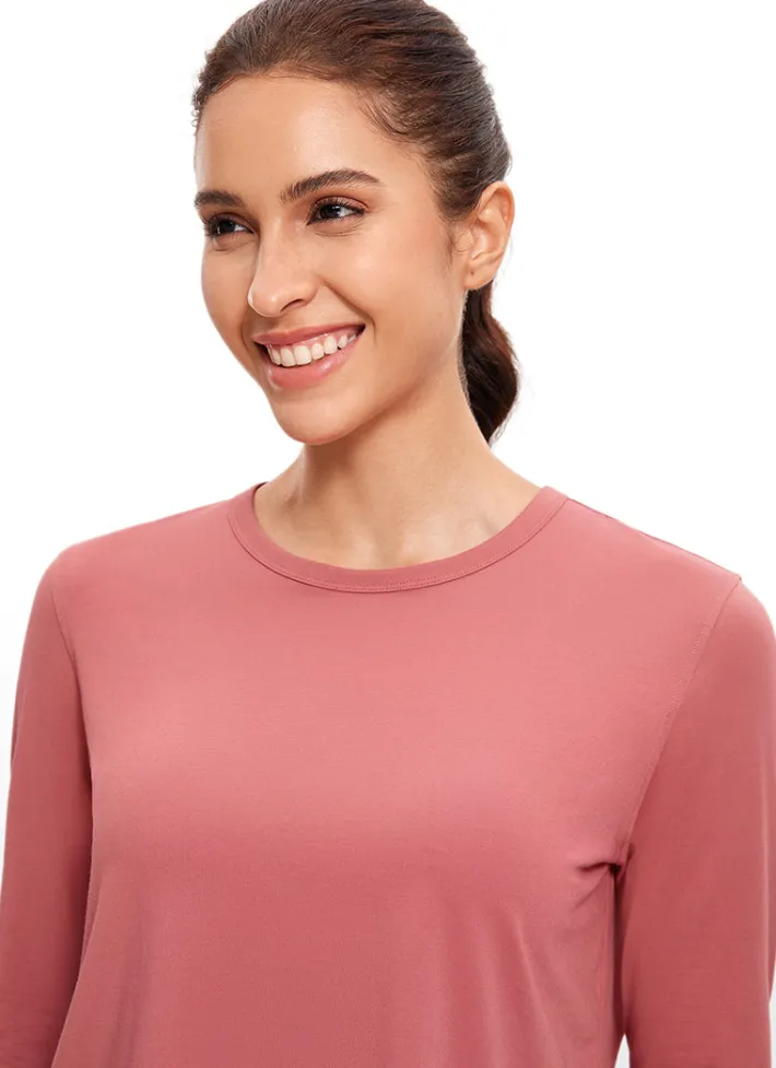 New CRZ YOGA Pima Cotton Cropped Long Sleeve Classic Fit