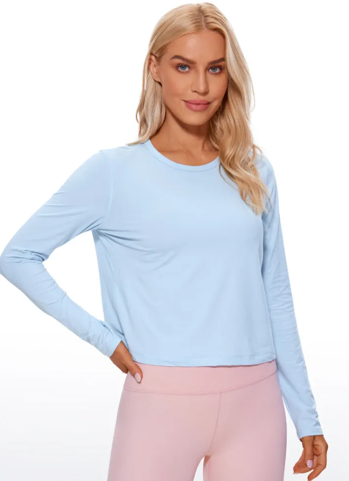 New CRZ YOGA Pima Cotton Cropped Long Sleeve Classic Fit