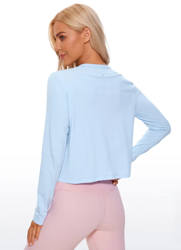 New CRZ YOGA Pima Cotton Cropped Long Sleeve Classic Fit