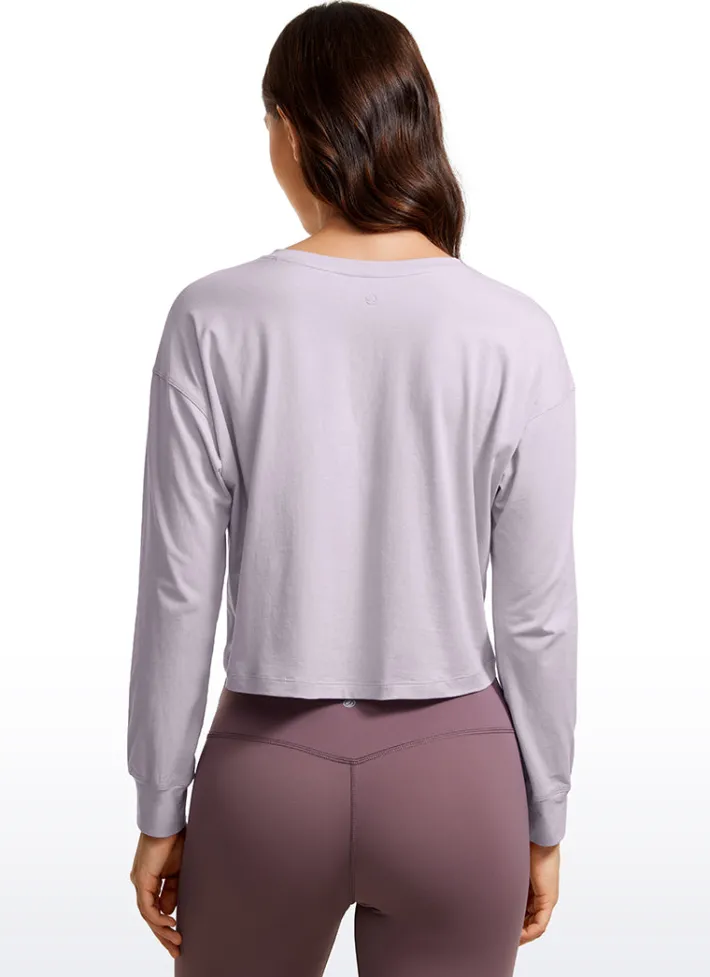 Best CRZ YOGA Pima Cotton Cropped Long Sleeve Loose Fit