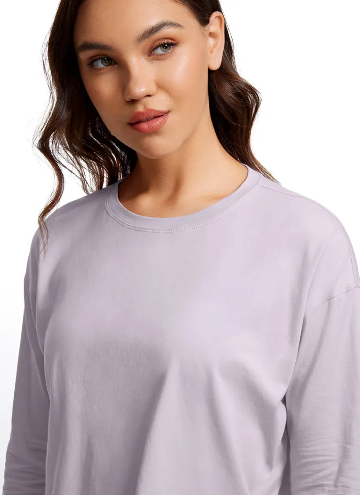 Best CRZ YOGA Pima Cotton Cropped Long Sleeve Loose Fit