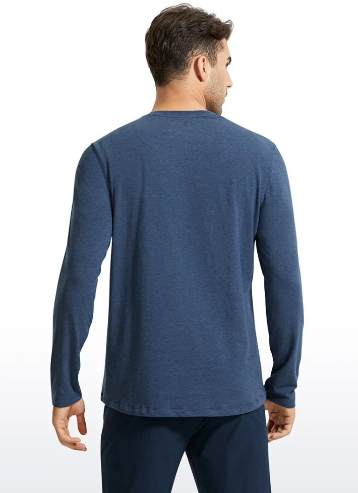 Clearance CRZ YOGA Pima Cotton Henley Long Sleeve