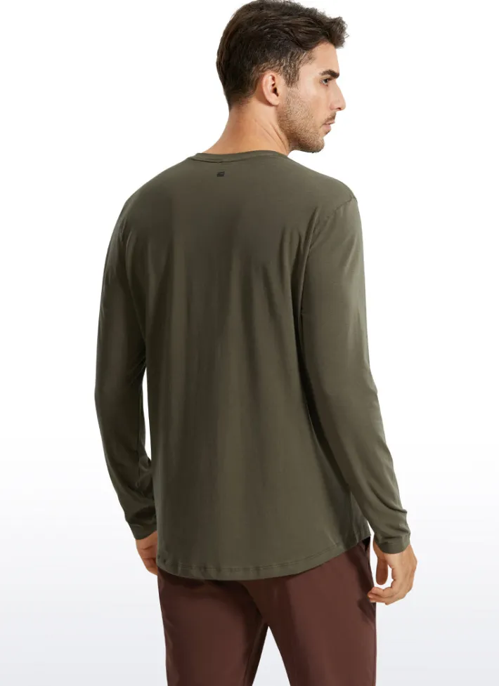 Clearance CRZ YOGA Pima Cotton Henley Long Sleeve