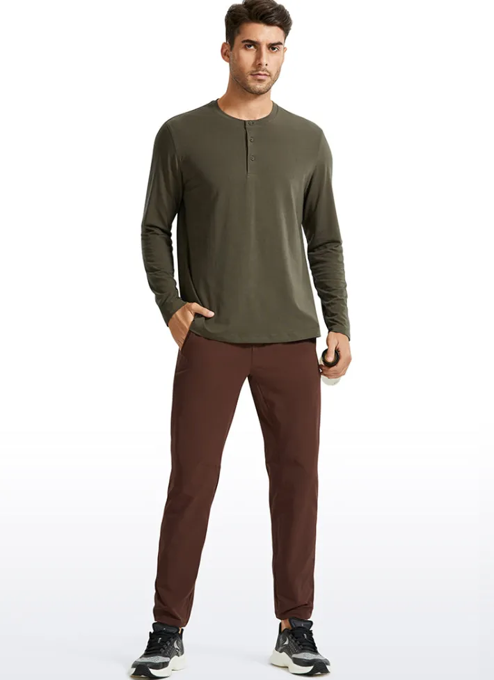 Clearance CRZ YOGA Pima Cotton Henley Long Sleeve