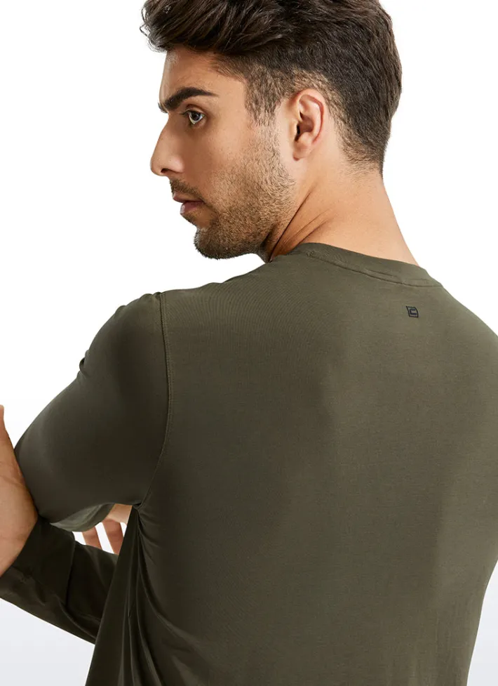 Clearance CRZ YOGA Pima Cotton Henley Long Sleeve