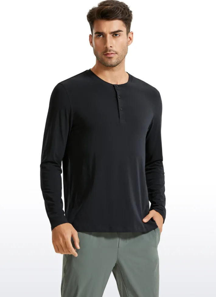 Clearance CRZ YOGA Pima Cotton Henley Long Sleeve