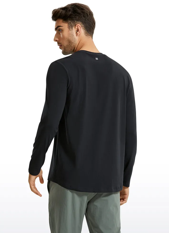 Clearance CRZ YOGA Pima Cotton Henley Long Sleeve