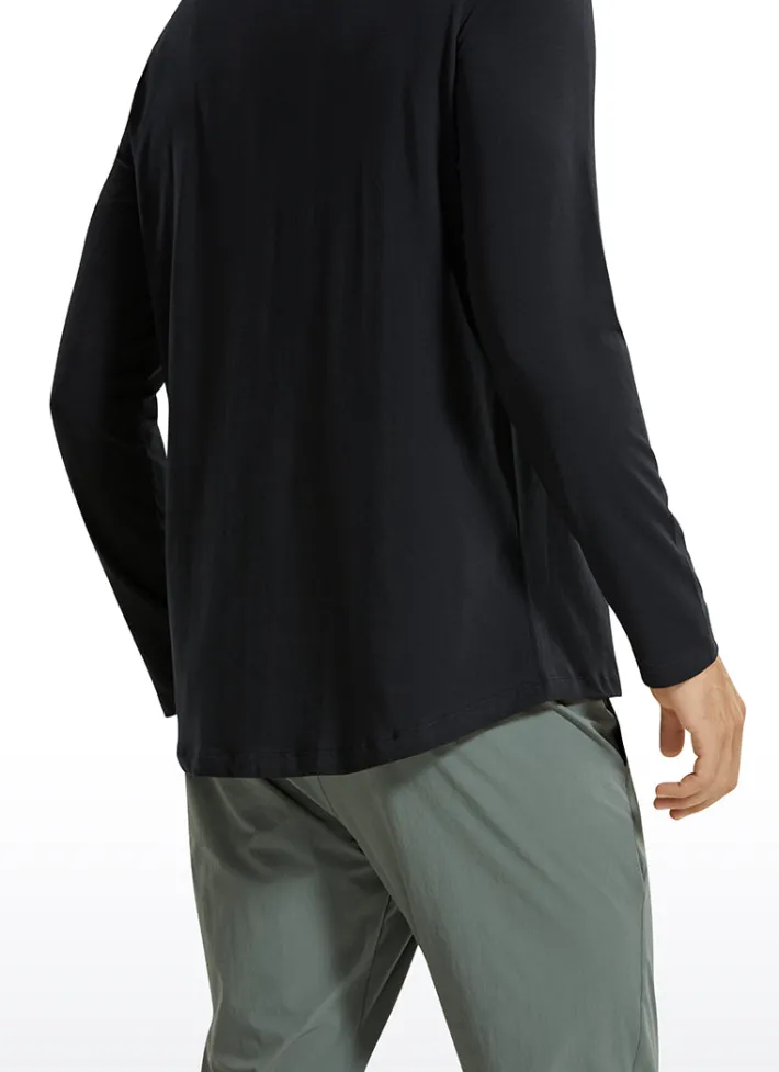 Clearance CRZ YOGA Pima Cotton Henley Long Sleeve