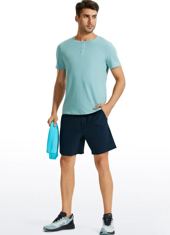 Sale CRZ YOGA Pima Cotton Henley Short Sleeves