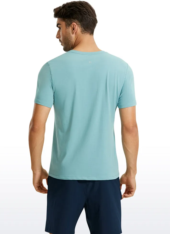 Sale CRZ YOGA Pima Cotton Henley Short Sleeves