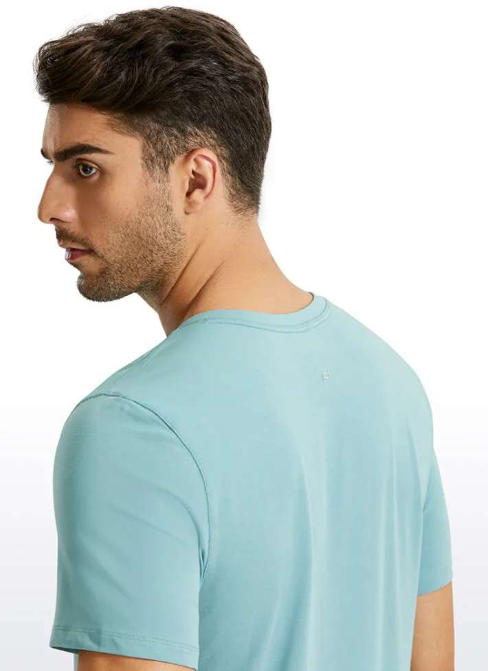 Sale CRZ YOGA Pima Cotton Henley Short Sleeves