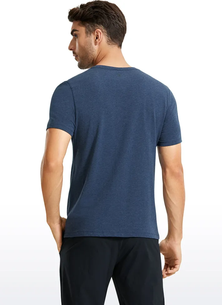 Sale CRZ YOGA Pima Cotton Henley Short Sleeves