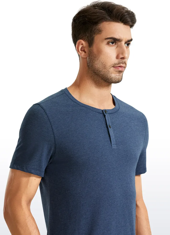 Sale CRZ YOGA Pima Cotton Henley Short Sleeves