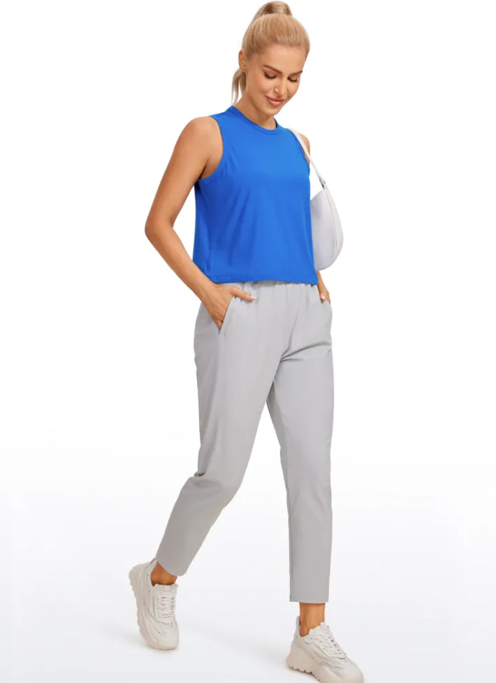 New CRZ YOGA Pima Cotton High Neck Cropped Tank Tops