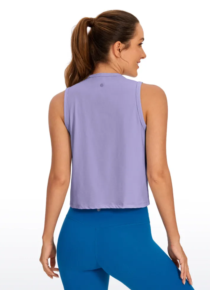 Sale CRZ YOGA Pima Cotton High Neck Cropped Tank Tops