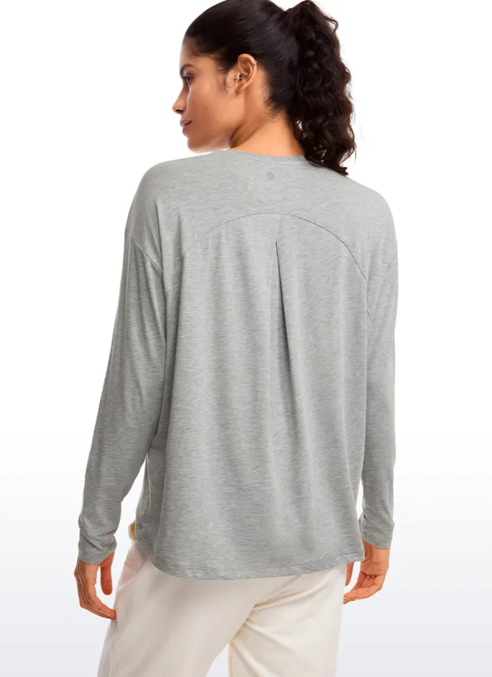 Sale CRZ YOGA Pima Cotton Long Sleeves Crew Neck