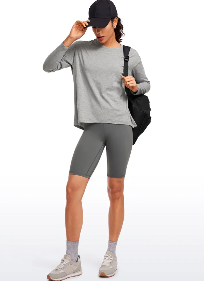 Sale CRZ YOGA Pima Cotton Long Sleeves Crew Neck