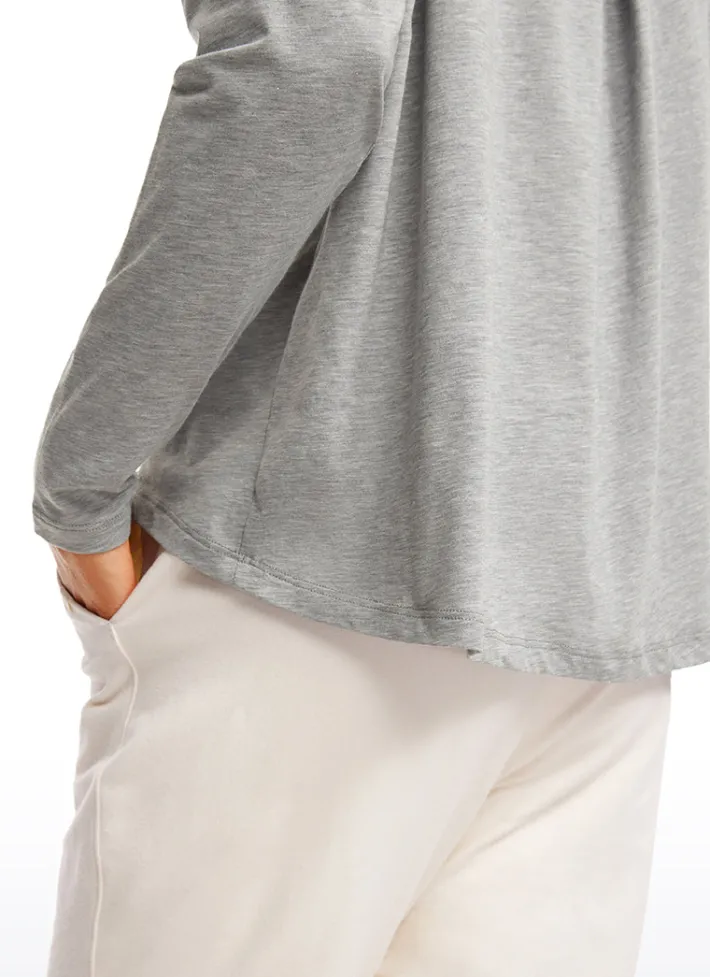 Sale CRZ YOGA Pima Cotton Long Sleeves Crew Neck