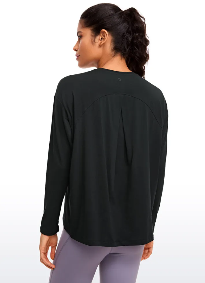 Sale CRZ YOGA Pima Cotton Long Sleeves Crew Neck