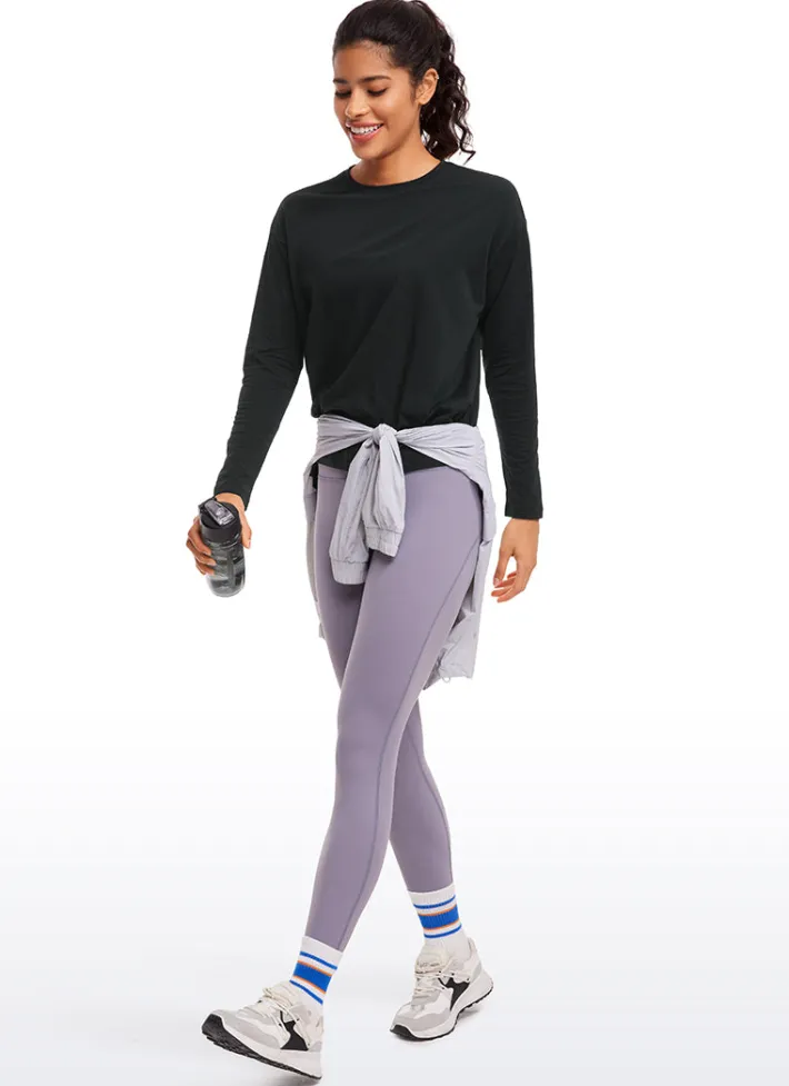 Sale CRZ YOGA Pima Cotton Long Sleeves Crew Neck