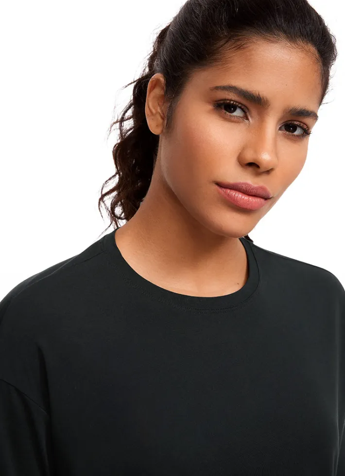 Sale CRZ YOGA Pima Cotton Long Sleeves Crew Neck
