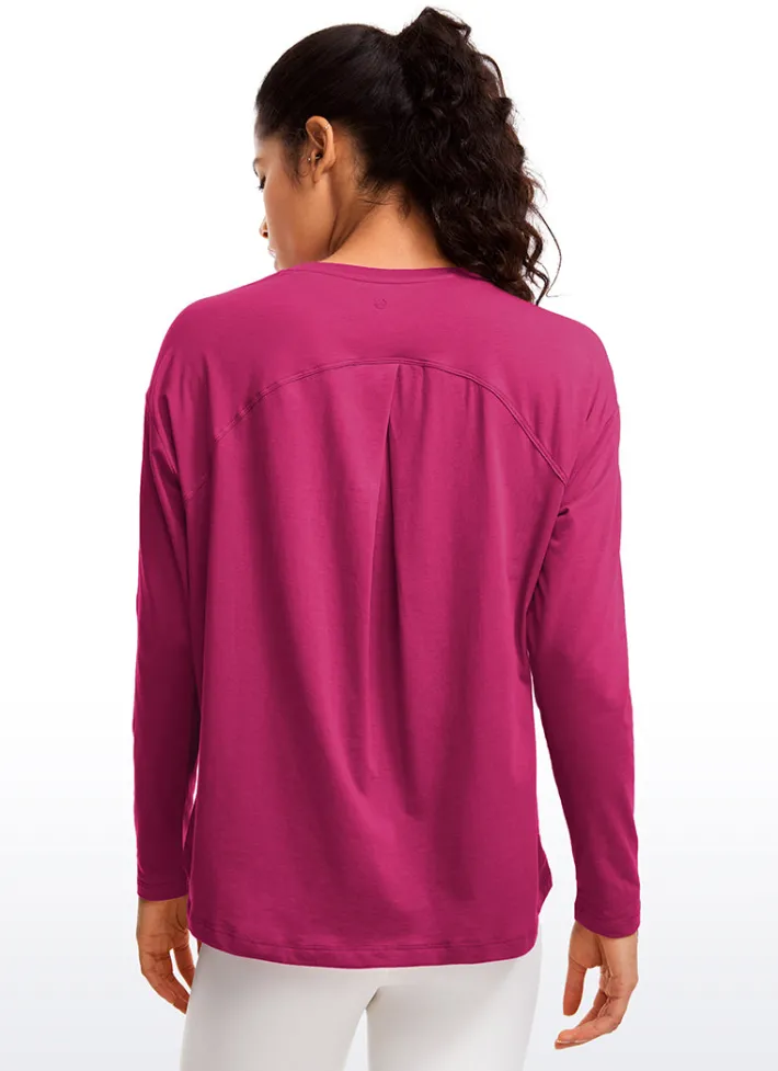 Sale CRZ YOGA Pima Cotton Long Sleeves Crew Neck
