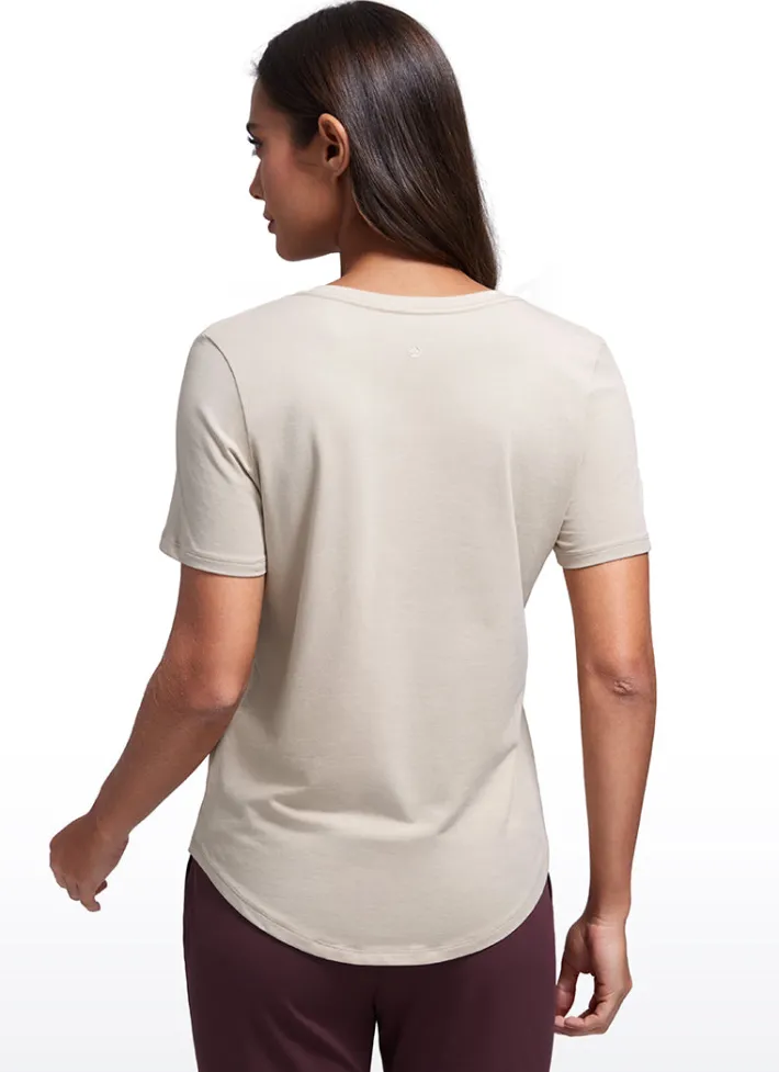 Store CRZ YOGA Pima Cotton Pro Short Sleeves V Neck