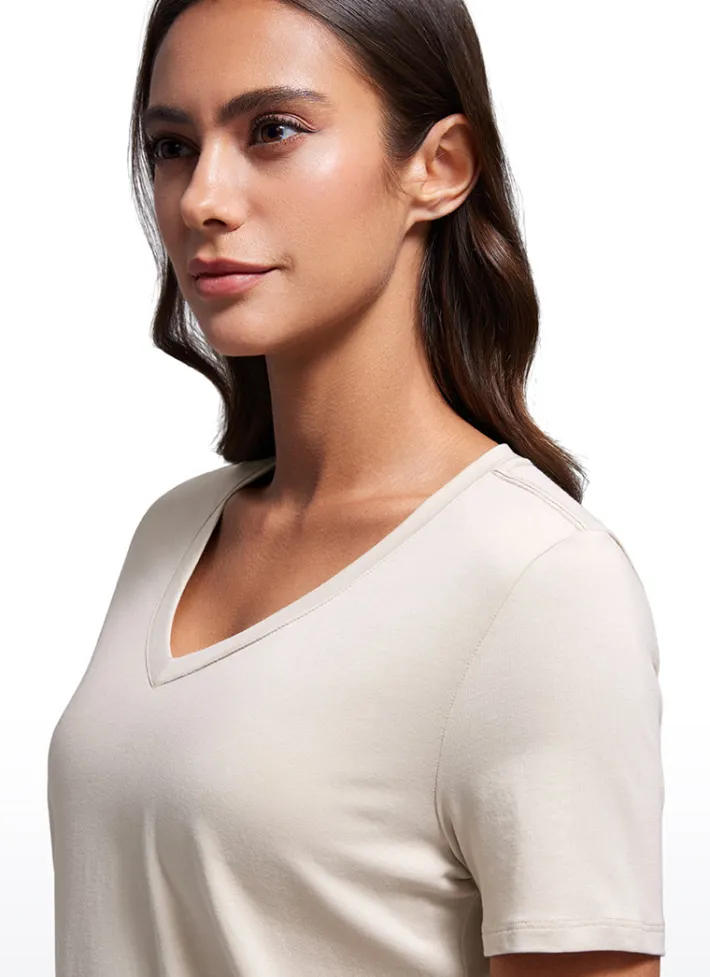 Store CRZ YOGA Pima Cotton Pro Short Sleeves V Neck