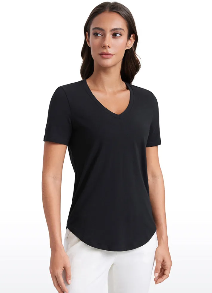 Store CRZ YOGA Pima Cotton Pro Short Sleeves V Neck