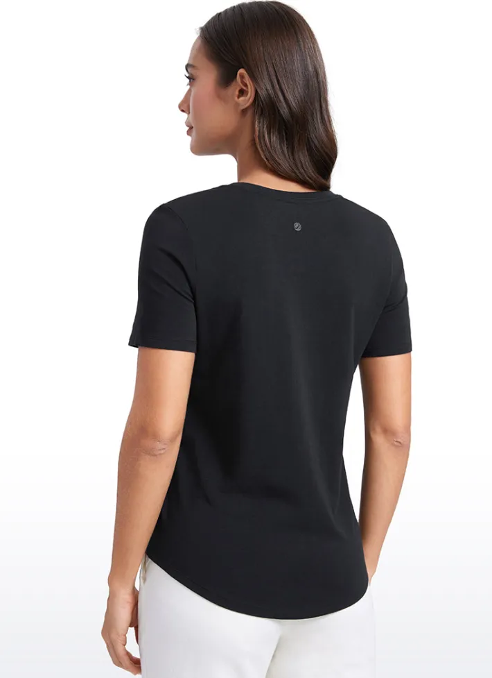 Store CRZ YOGA Pima Cotton Pro Short Sleeves V Neck