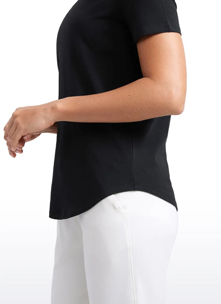 Store CRZ YOGA Pima Cotton Pro Short Sleeves V Neck