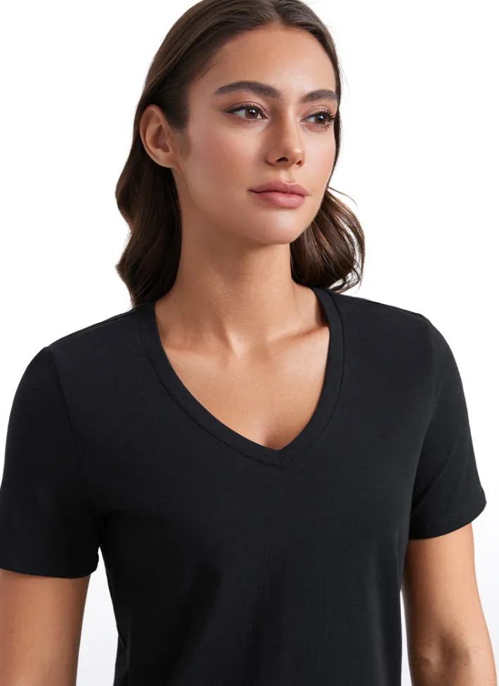 Store CRZ YOGA Pima Cotton Pro Short Sleeves V Neck
