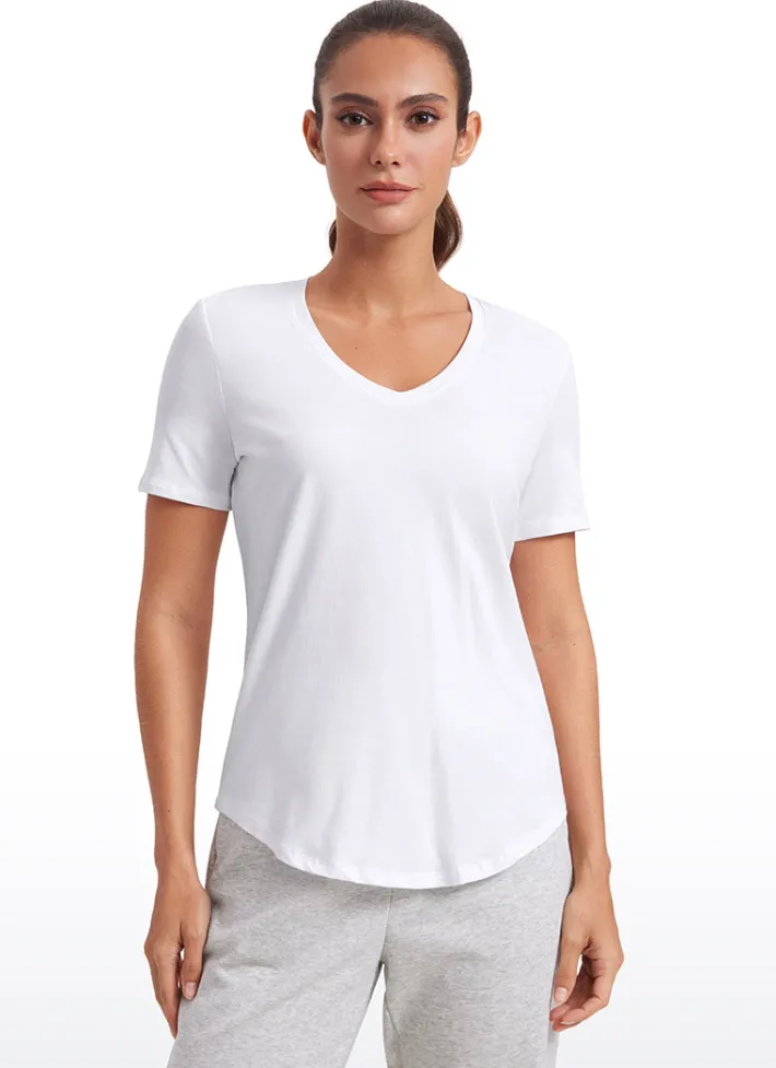 Store CRZ YOGA Pima Cotton Pro Short Sleeves V Neck