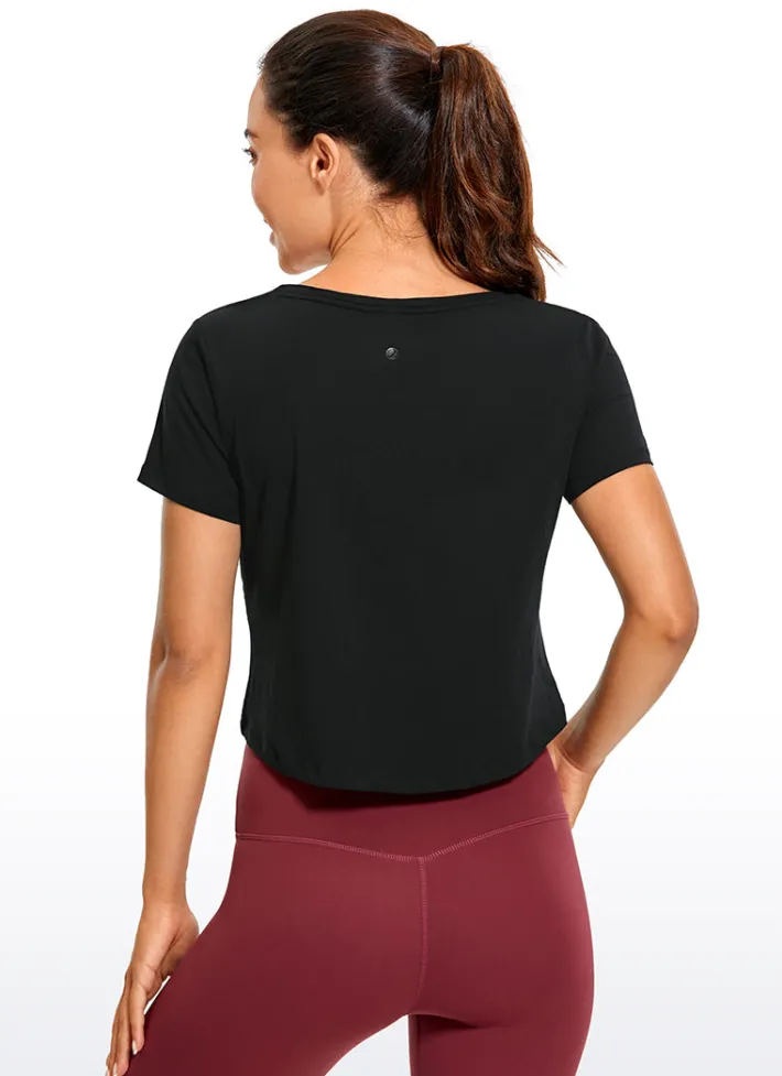 Cheap CRZ YOGA Pima Cotton Short Sleeve Cropped V-neckline