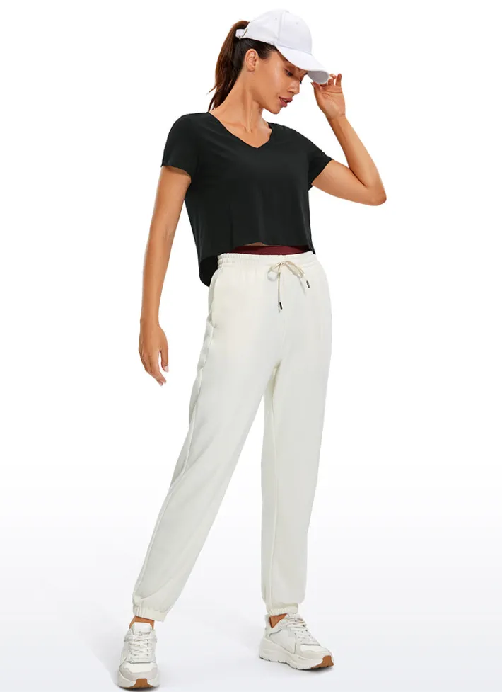 Cheap CRZ YOGA Pima Cotton Short Sleeve Cropped V-neckline