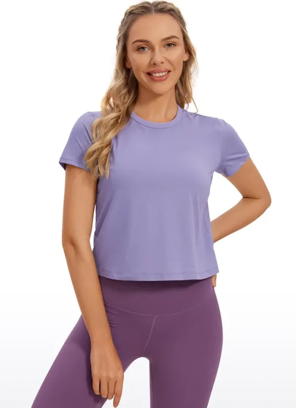 Shop CRZ YOGA Pima Cotton Short Sleeves Cropped High Neck