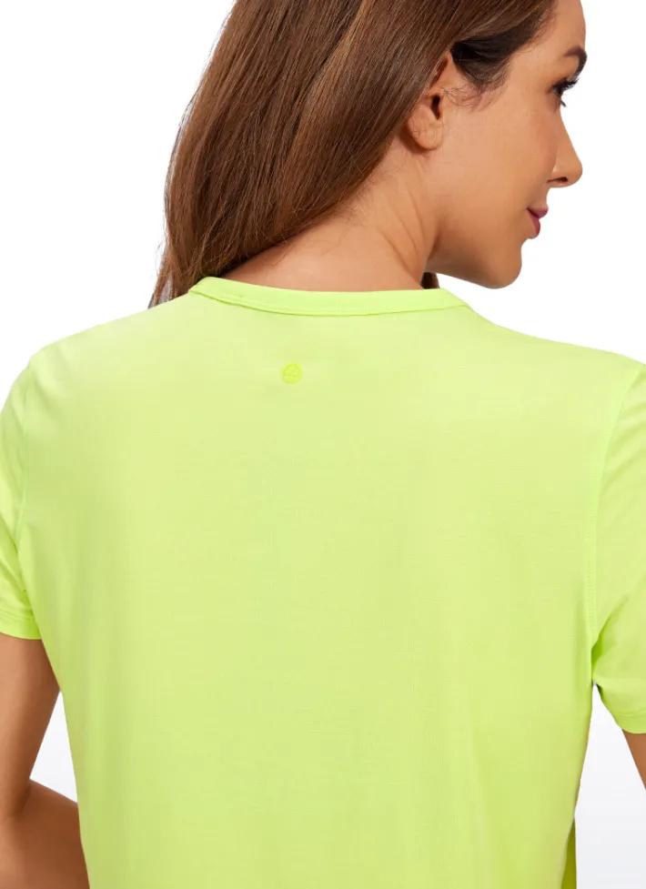 Cheap CRZ YOGA Pima Cotton Short Sleeves Cropped High Neck