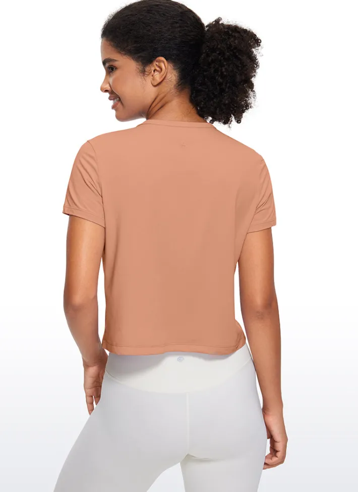 Cheap CRZ YOGA Pima Cotton Short Sleeves Cropped High Neck