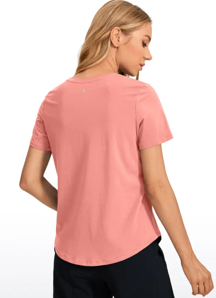 Shop CRZ YOGA Pima Cotton Short Sleeves Round Neck