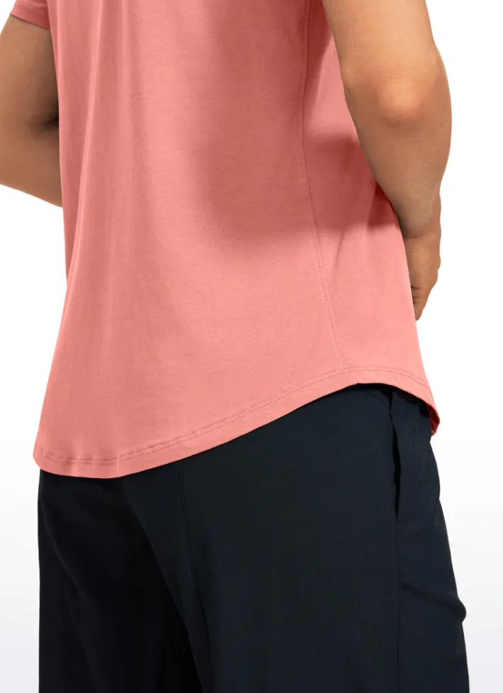Shop CRZ YOGA Pima Cotton Short Sleeves Round Neck