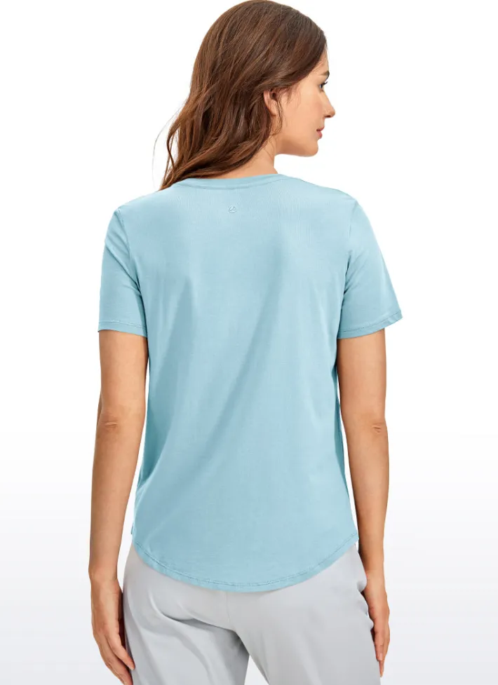 Shop CRZ YOGA Pima Cotton Short Sleeves Round Neck