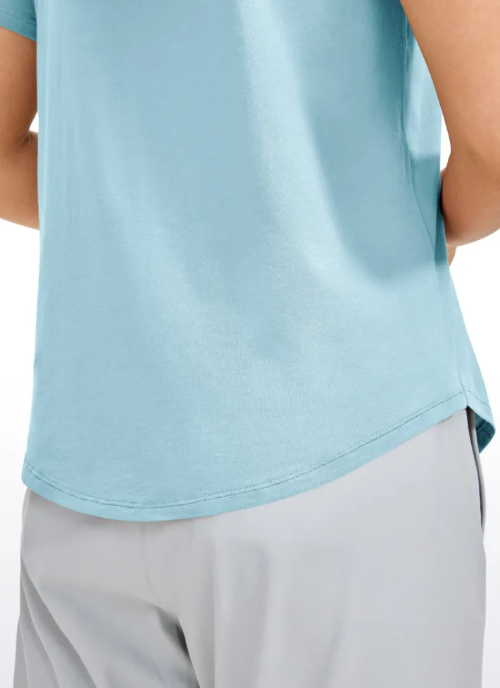 Shop CRZ YOGA Pima Cotton Short Sleeves Round Neck