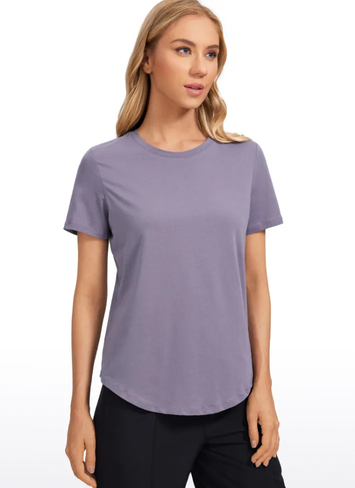 Shop CRZ YOGA Pima Cotton Short Sleeves Round Neck