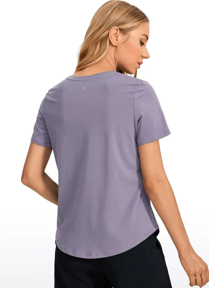 Shop CRZ YOGA Pima Cotton Short Sleeves Round Neck