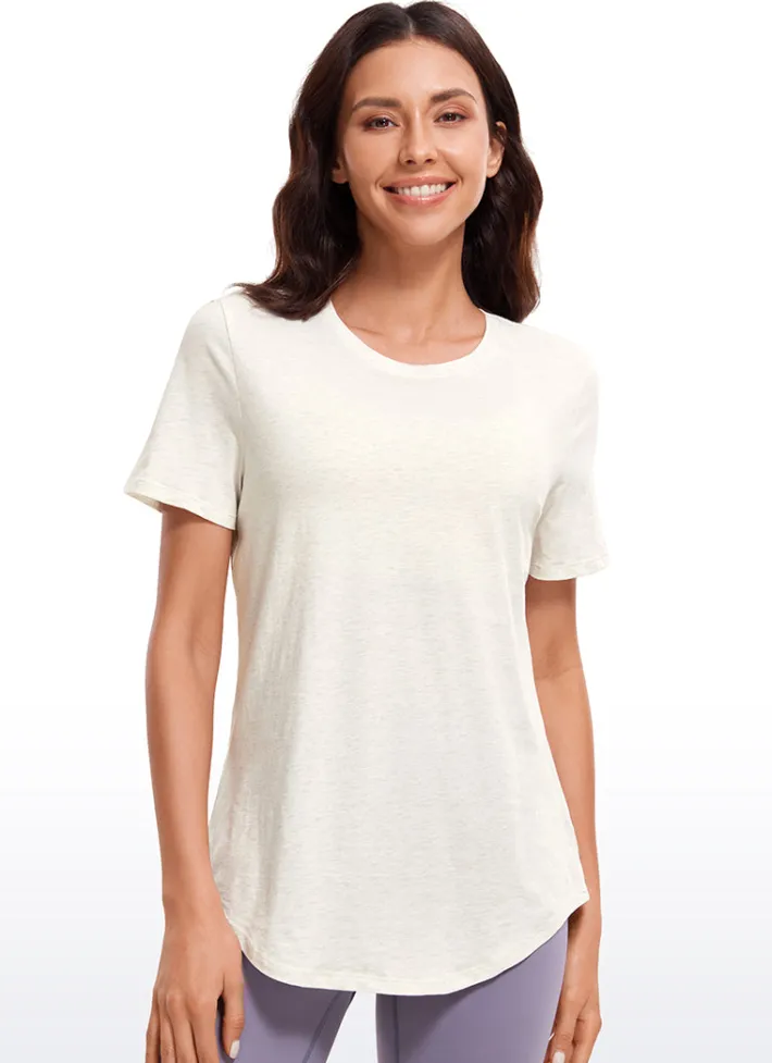 Shop CRZ YOGA Pima Cotton Short Sleeves Round Neck